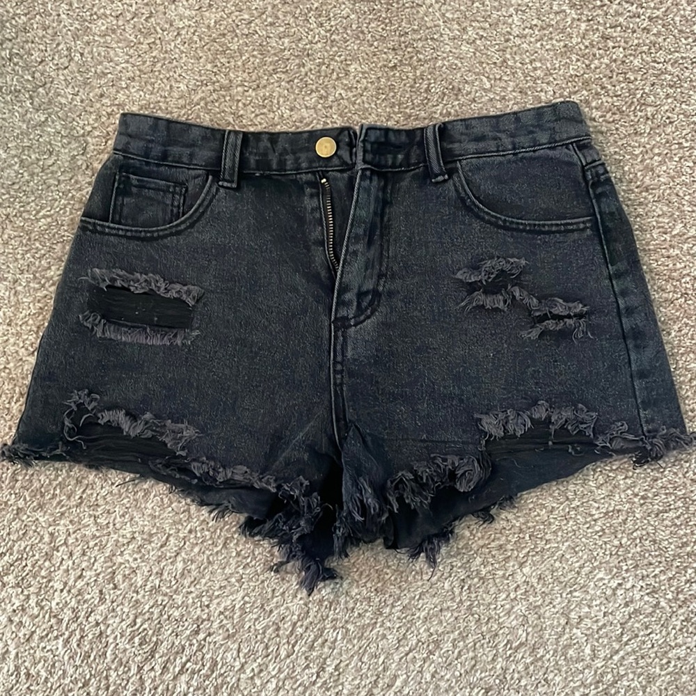Ripped Black Jean Shorts